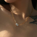 Joint Rectangle Drop Solitaire 18K Gold Plated Stainless Steel Anti Tarnish Necklace Chain For Women