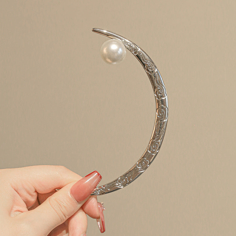 Designer Crescent Moon Gold Silver Plated Pearl Hair Accessories Bulk