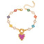 Multi Color Heart Charms Gold Enamel Stainless Steel Bracelet Wholesale