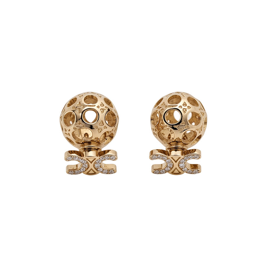 Luxury Openwork Ball Gold Silver Plated CZ Copper Stud Earrings Bulk