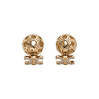 Luxury Openwork Ball Gold Silver Plated CZ Copper Stud Earrings Bulk