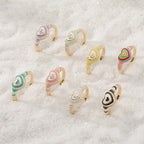 Heart Rainbow Enamel 18K Gold Plated Anti Tarnish Ring For Women Bulk
