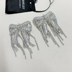 Sparkling Diamond Zircon Bow Silver CZ Dangler Earring Bulk
