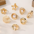 Round Pearl 18K Gold Plated Anti Tarnish Free Size Ring For Women