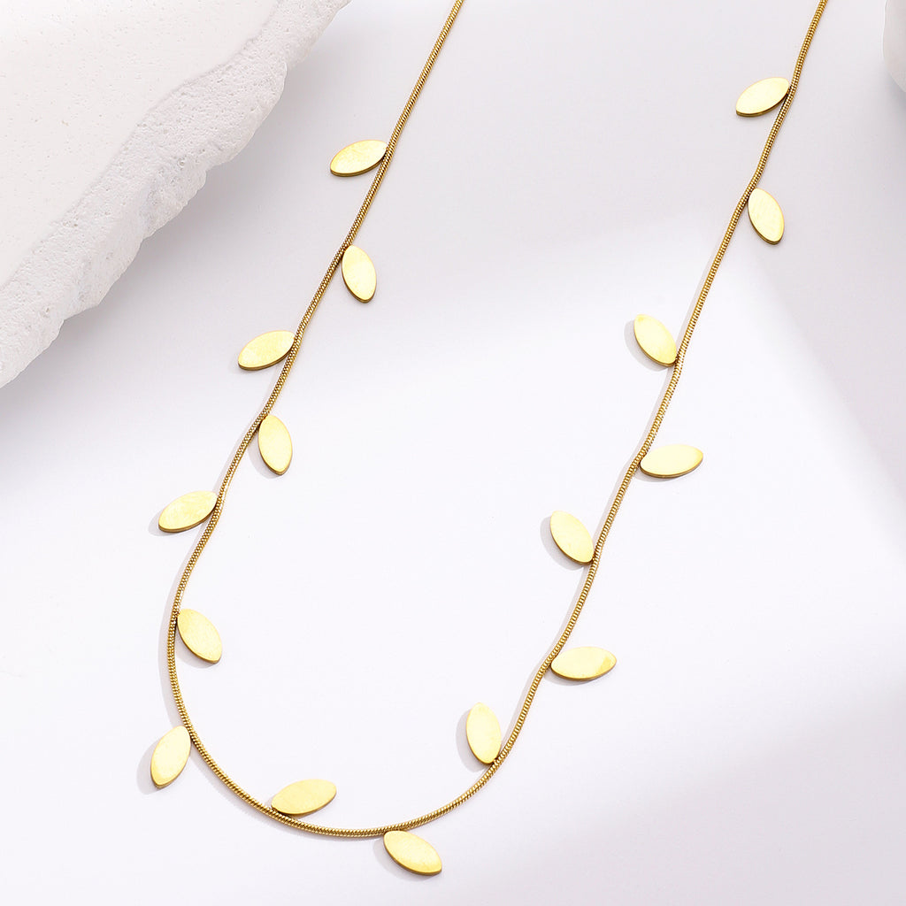Leaf Charm Hand Chain Ring Gold Stainless Steel Necklace Combo Set Bulk