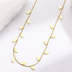 Leaf Charm Hand Chain Ring Gold Stainless Steel Necklace Combo Set Bulk