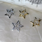 Bulk Double Layer Star Gold Silver Plated Rhinestone Stud Earrings