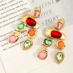 Multi Color Gold Plated Cubic Zirconia Dangler Earrings Bulk