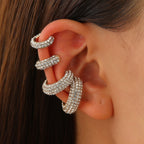 Studded Gold CZ Anti Tarnish Air Cuff Stud Earring Pack Of 2 Bulk