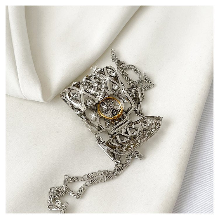 Cubic Zirconia 18K Gold Silver Banquet Shoulder Chain Small Bag Bulk