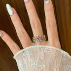 Flower Pink Gold Silver CZ Anti Tarnish Adjustable Ring Bulk