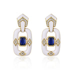 18K Gold Enamel Cubic Zirconia Anti Tarnish Dangler Earring Women Bulk