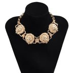 Lion Head Face 18K Gold Choker Necklace For Women Bulk