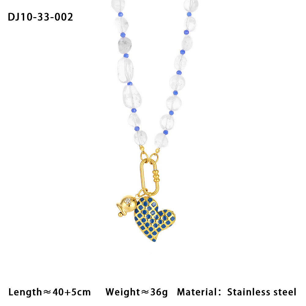 Heart Crystal Multicolor Beads 18K Gold Charm Necklace For Women Bulk
