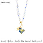 Heart Crystal Multicolor Beads 18K Gold Charm Necklace For Women Bulk