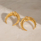 Crescent Moon Gold CZ Anti Tarnish Stainless Steel Stud Earring Bulk