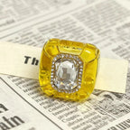 Designer Multi Color Enamel Gold Plated Square Cocktail Ring Bulk