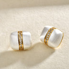 Gold Silver Geometric Cubic Zirconia Copper Stud Earrings For Women Bulk