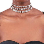Rhinestones Solitaire Silver Gold Anti Tarnish Layer Necklace Bulk