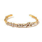 Baguette 18K Gold CZ Stainless Steel Anti Tarnish Cuff Bracelet Bulk