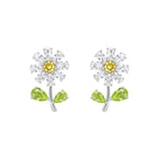 Daisy Flower Yellow Silver Solitaire Anti Tarnish Stud Earring Bulk
