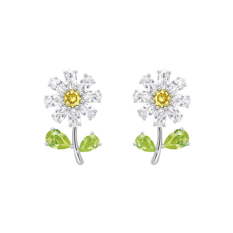 Daisy Flower Yellow Silver Solitaire Anti Tarnish Stud Earring Bulk