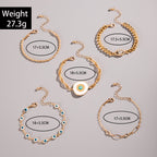 Evil Eye White 18K Gold Enamel Pearl CZ Bracelet Pack Of 5 Bulk