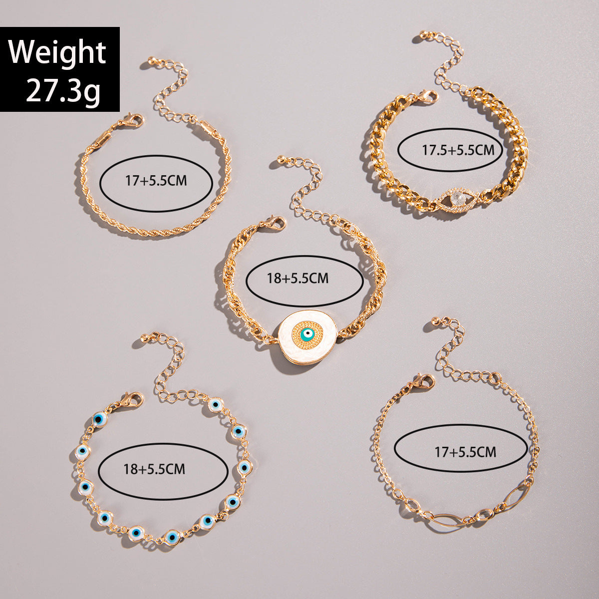 Evil Eye White 18K Gold Enamel Pearl CZ Bracelet Pack Of 5 Bulk