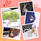 Multi Color Stylish Heart Leather Strap Gold Rhinestone Keychain Bulk
