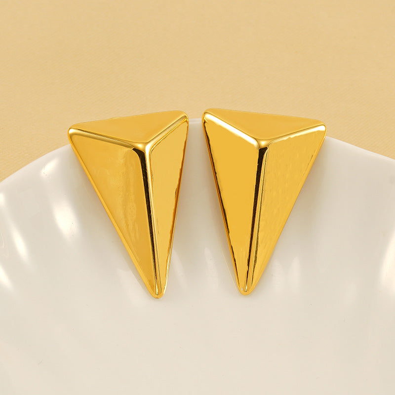 Triangle Shape Gold Stainless Steel Anti Tarnish Dangler Earring Bulk
