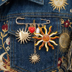 Multi Color Sun,Heart,Pearl,SafetyPin Gold Enamel Brooch For Women Bulk