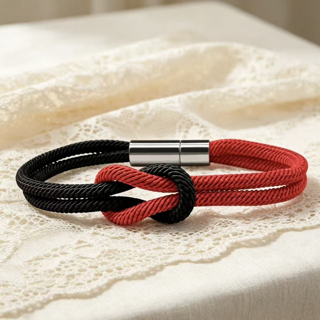 Multi Color Infinity Knot Silver Plain Fabric Bracelet For Women Bulk