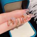 Gold Elegant Starburst Cubic Zirconia Hoop Earrings For Women Bulk