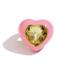 Heart Solitaire Enamel Gold Stainless Steel Anti Tarnish Ring Bulk