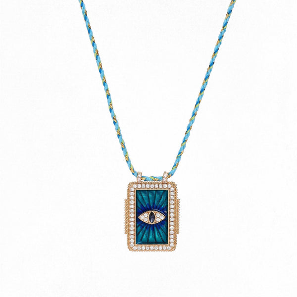 Evil Eye CZ 18K Gold Blue Thread Anti Tarnish Necklace Pendant Bulk Main image
