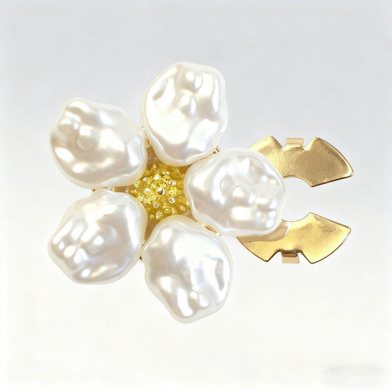 Wholesale White Premium Flower Style Gold Pearl Brass Button Cover Secondary image