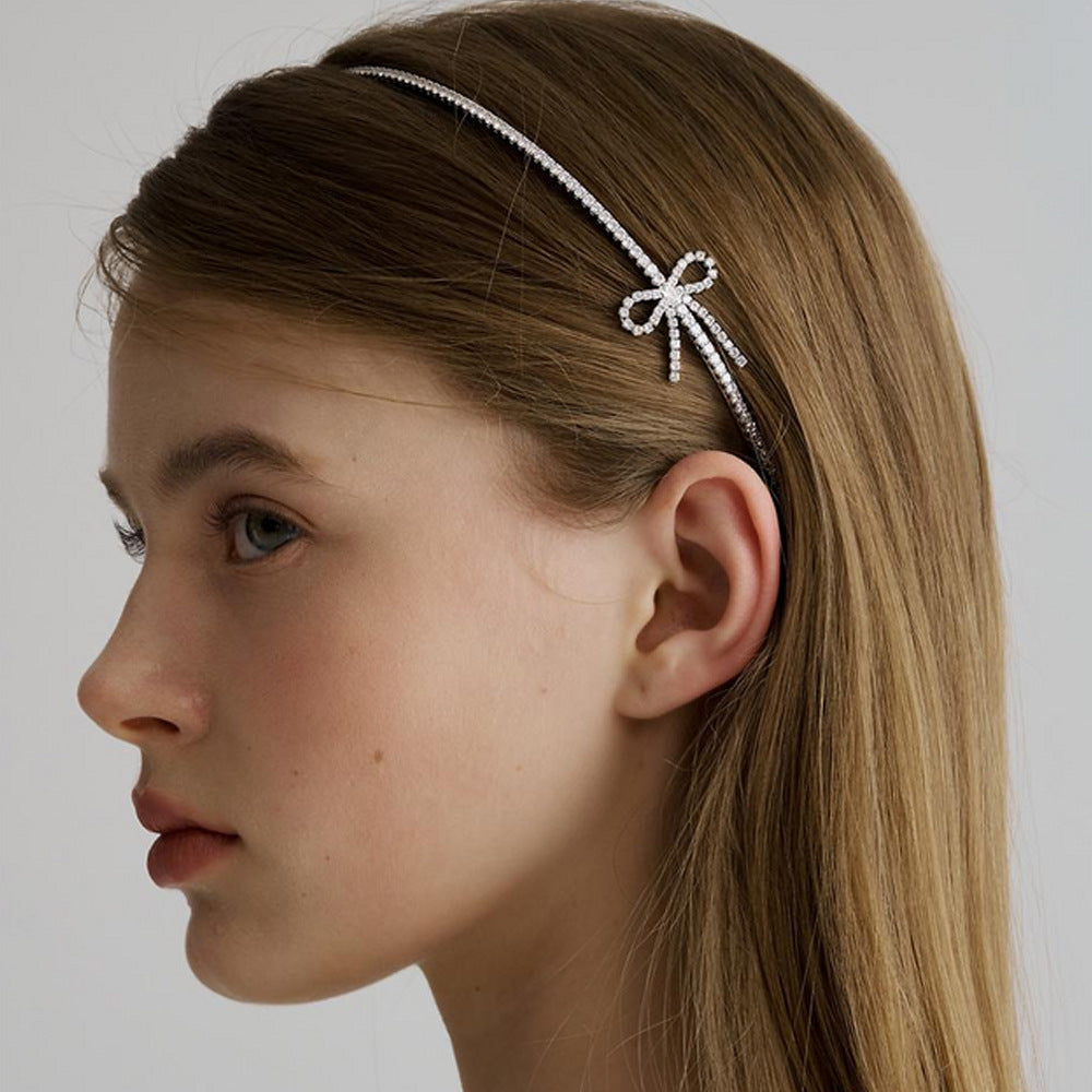 Bow 18K Gold Silver Rhinestone CZ Headband Hair Band Accessories Bulk Main image