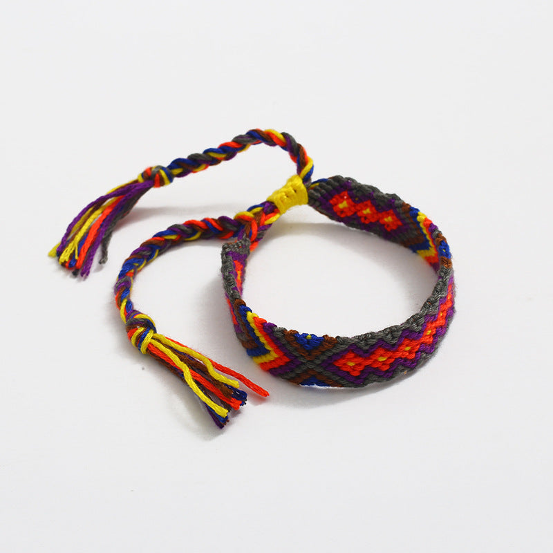 Bohemian Rainbow Braided Threads Adjustable Bracelet For Women Bulk