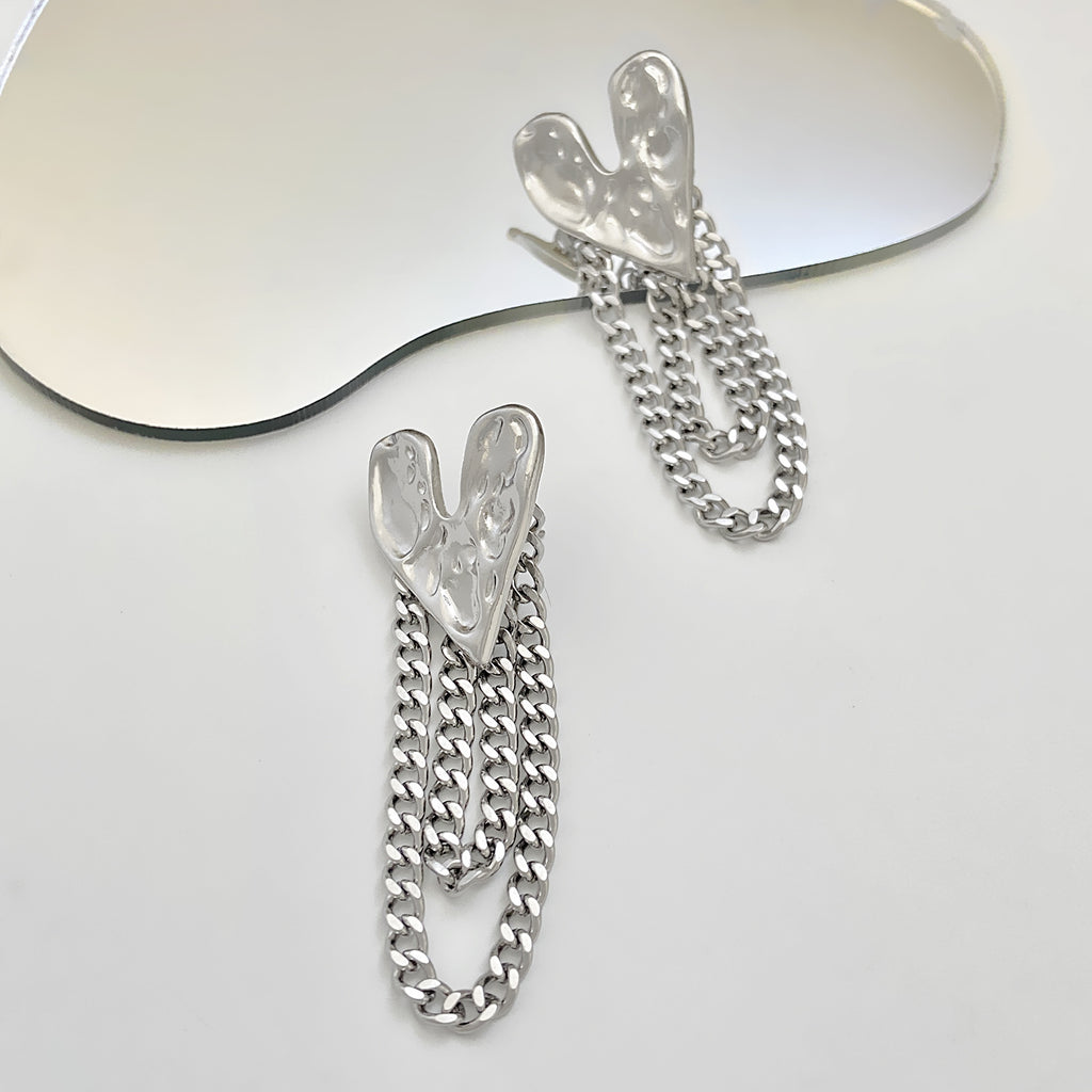 Chunky Heart Chain Gold Silver Plated Hoop Earrings For Women Wholesale