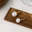Dual Pearl White 18K Gold Anti Tarnish Free Size Ring For Women Bulk