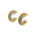 Pearl Cubic Zirconia 18K Gold Silver Anti Tarnish Hoop Earring Bulk