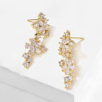 Floral Flower 18K Gold CZ Anti Tarnish Dangler Earring Bulk