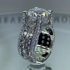 Round Diamond Solitaire Cubic Zirconia Silver Anti Tarnish Ring Bulk