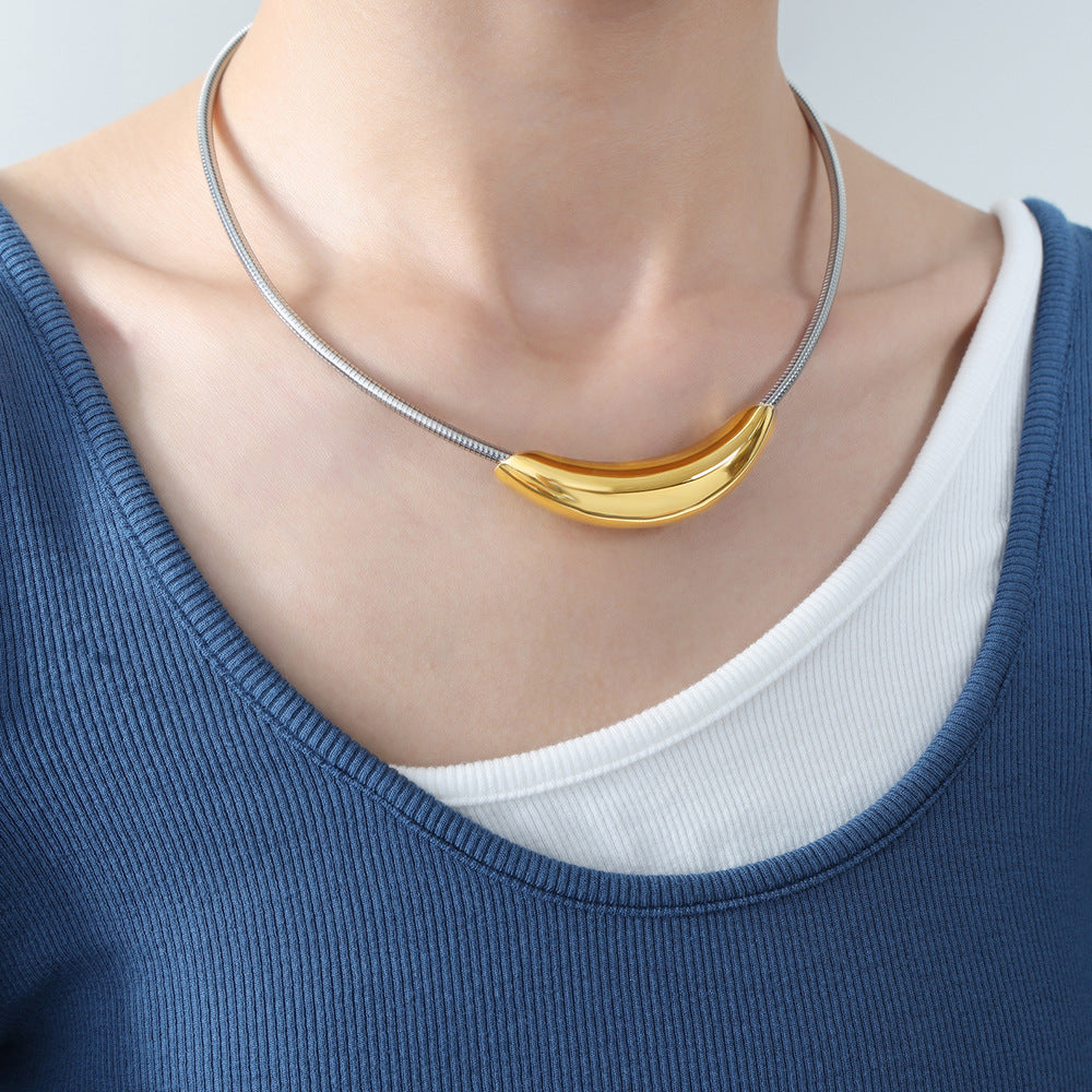 Gold Silver Stainless Steel Anti Tarnish Choker Hasli Necklace Bulk Secondary image