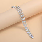 Wholesale Layered Triple Row Round Style Gold Silver CZ Copper Bracelet