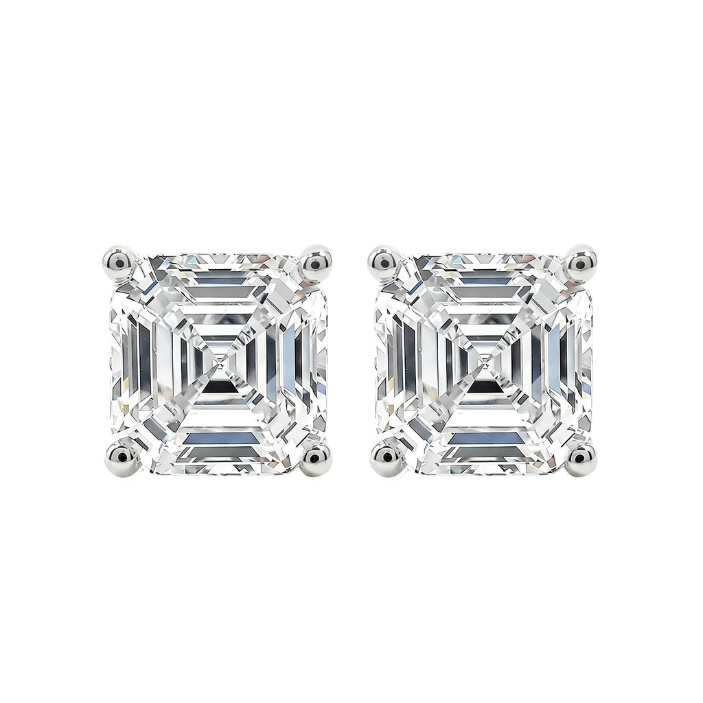 Designer Silver Emerald Cut CZ Anti Tarnish Copper Stud Earrings Bulk