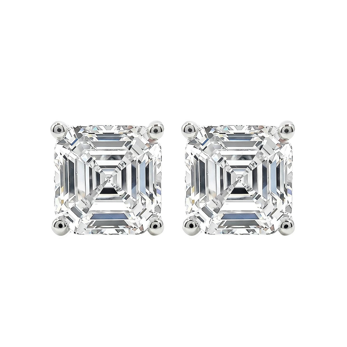Designer Silver Emerald Cut CZ Anti Tarnish Copper Stud Earrings Bulk
