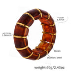 Glossy Multi Gold Resin Stainless Steel Stackable Bracelet Bulk