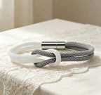Multi Color Infinity Knot Silver Plain Fabric Bracelet For Women Bulk