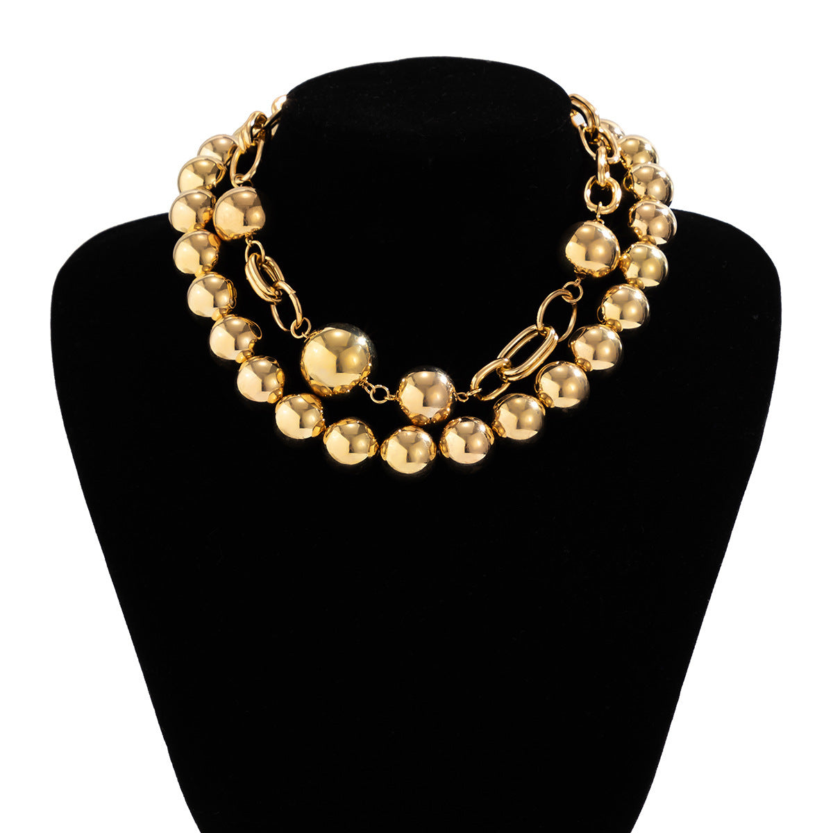 Ball 18K Gold Silver Pearl Anti Tarnish Dual Layer Necklace Women Bulk